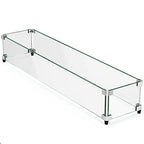 GASPRO 35.5 x 15.5 Inch Glass Wind Guard for Rectangular Fire Pit Table, Thick and Sturdy Tempered Glass Panel with Hard Aluminum Corner Bracket & Rubber Feet, Easy to Assemble