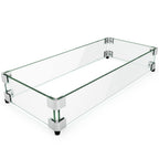 GASPRO 45 x 15.5 Inch Glass Wind Guard for Rectangular Fire Pit Table, Thick and Sturdy Tempered Glass Panel with Hard Aluminum Corner Bracket & Feet, Easy to Assemble