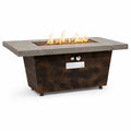 Gaspro 42 Inch Gas Fire Pit Table, Rectangle Fire Pit with Cement-Imitation Texture, 50000 BTU Outdoor Propane Firepit with Electronic Ignition & Stainless Steel Burner for Patio Backyard Heating