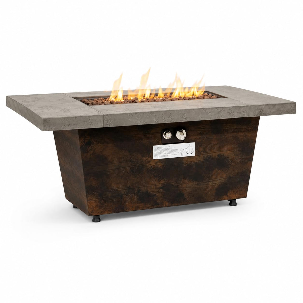 Gaspro 42 Inch Gas Fire Pit Table, Rectangle Fire Pit with Cement-Imitation Texture, 50000 BTU Outdoor Propane Firepit with Electronic Ignition & Stainless Steel Burner for Patio Backyard Heating