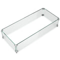 GASPRO 35.5 x 15.5 Inch Glass Wind Guard for Rectangular Fire Pit Table, Thick and Sturdy Tempered Glass Panel with Hard Aluminum Corner Bracket & Rubber Feet, Easy to Assemble