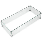 GASPRO 35.5 x 15.5 Inch Glass Wind Guard for Rectangular Fire Pit Table, Thick and Sturdy Tempered Glass Panel with Hard Aluminum Corner Bracket & Rubber Feet, Easy to Assemble