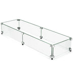 GASPRO 45 x 15.5 Inch Glass Wind Guard for Rectangular Fire Pit Table, Thick and Sturdy Tempered Glass Panel with Hard Aluminum Corner Bracket & Feet, Easy to Assemble