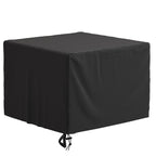 GASPRO 32 Inch Fire Pit Cover Square, Fits for 28-32 Inch Outdoor Fire Pit Table, Waterproof Layer & Double Stitching with Windproof Drawstring and Buckle Straps, 32 x 32 x 24 Inches, Black