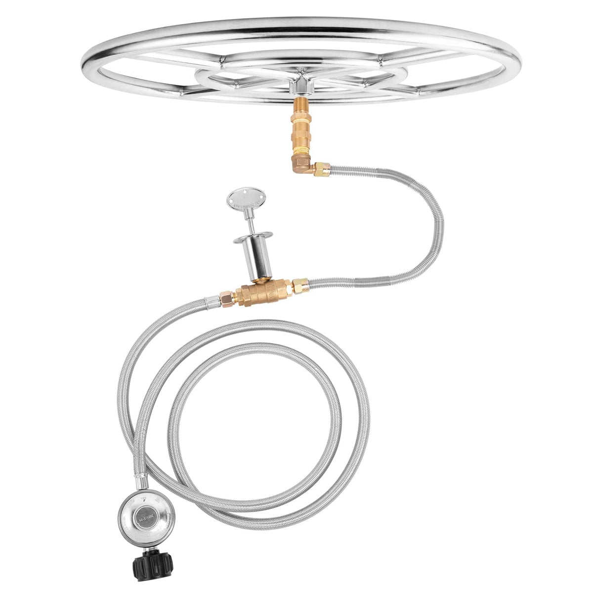 GASPRO Propane Fire Pit Burner 18 Inch Round with 1/2-Inch Air Mixer Valve Flex Gas Line with 2 Couplings 6FT Low-Pressure Propane Hose with Regulator User Manual