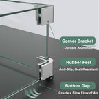 GASPRO 45 x 15.5 Inch Glass Wind Guard for Rectangular Fire Pit Table, Thick and Sturdy Tempered Glass Panel with Hard Aluminum Corner Bracket & Feet, Easy to Assemble