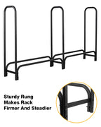 GASPRO 8FT Firewood Rack Outdoor with Cover, Adds Sturdy Middle Upright, Heavy Duty Steel Log Rack Wood Holder, Easy to Assemble