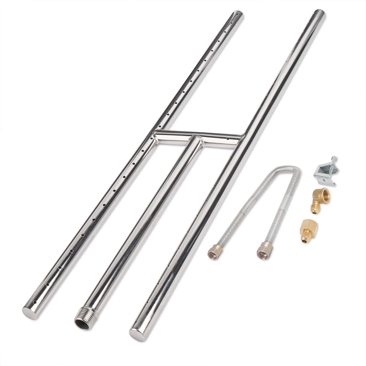GASPRO 18 x 6 inch Gas Fireplace Burner, Stainless Steel H Burner for Gas Fireplace, Fire Pit, Propane & Natural Gas, Non-Whistle, Easy to Install