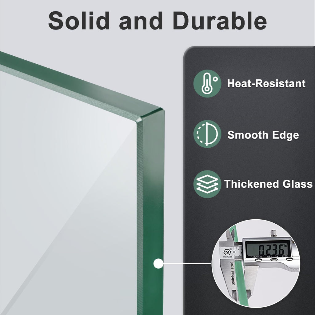 GASPRO 45 x 15.5 Inch Glass Wind Guard for Rectangular Fire Pit Table, Thick and Sturdy Tempered Glass Panel with Hard Aluminum Corner Bracket & Feet, Easy to Assemble
