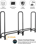 GASPRO 8FT Firewood Rack Outdoor with Cover, Adds Sturdy Middle Upright, Heavy Duty Steel Log Rack Wood Holder, Easy to Assemble