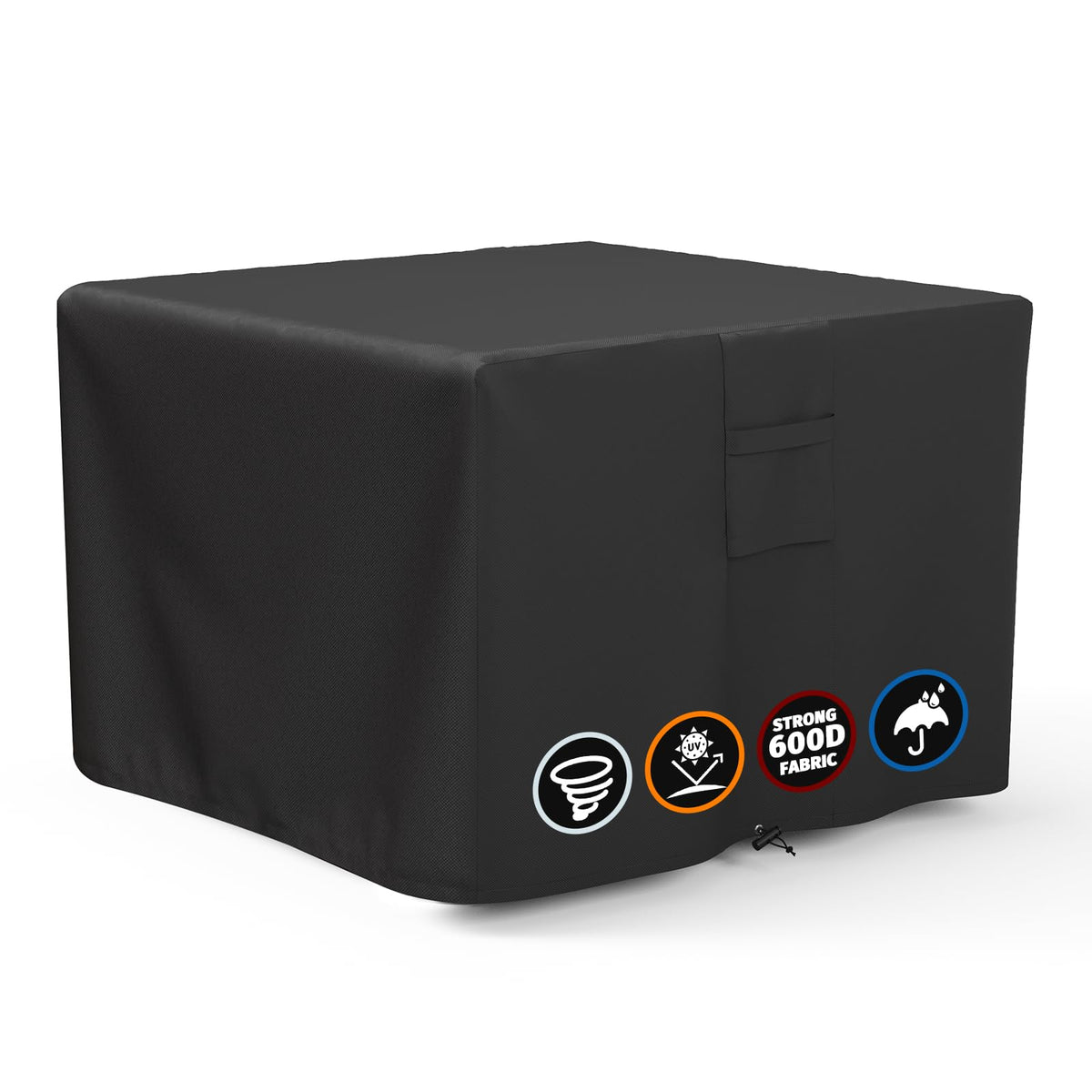 GASPRO Fire Pit Cover Square, Fits for 26-28 Inch Fire Pit Table, 600D Heavy Duty Fabric, Waterproof and Windproof, 28 x 28 x 25 Inches, Black