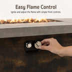 Gaspro 42 Inch Gas Fire Pit Table, Rectangle Fire Pit with Cement-Imitation Texture, 50000 BTU Outdoor Propane Firepit with Electronic Ignition & Stainless Steel Burner for Patio Backyard Heating