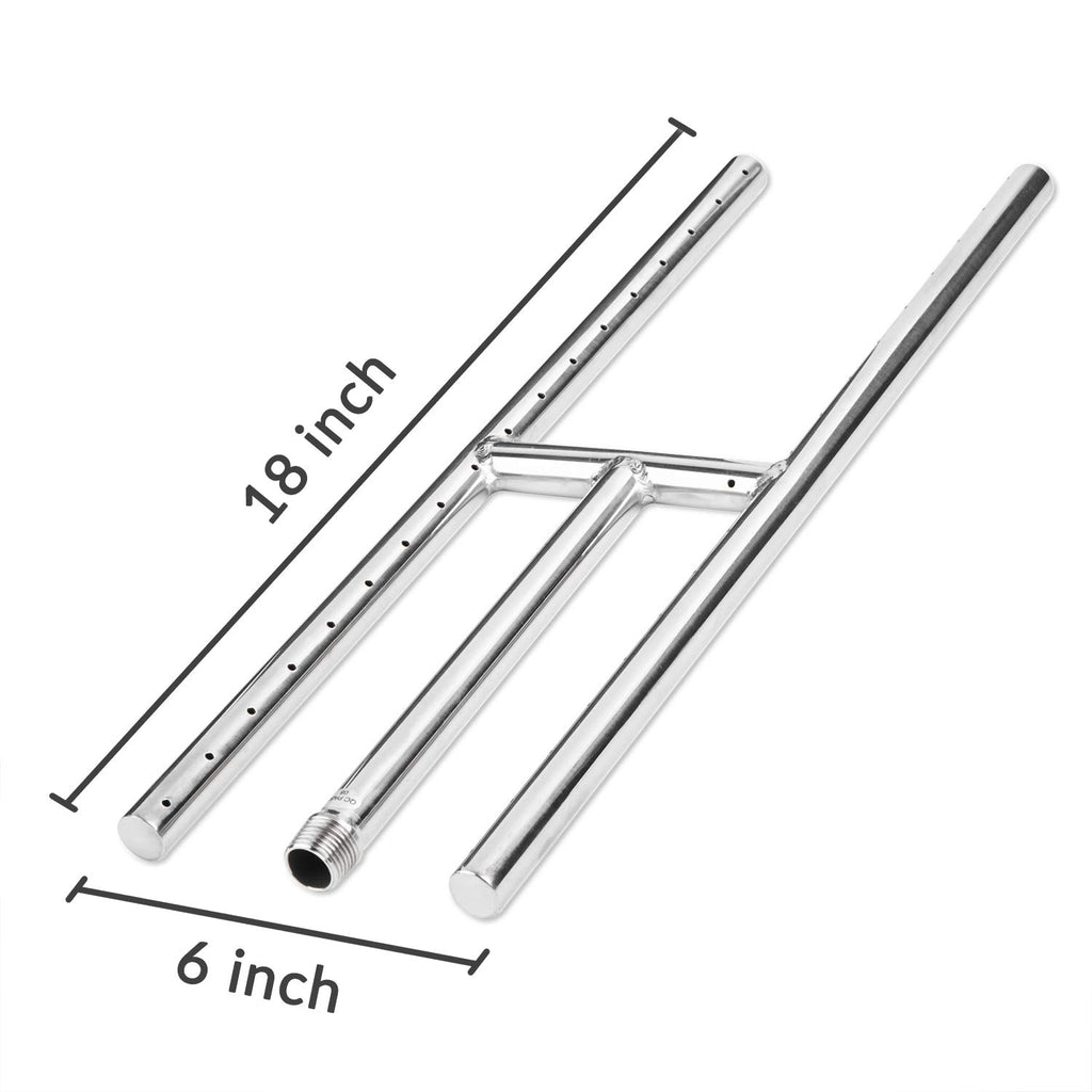 GASPRO 18 x 6 inch Gas Fireplace Burner, Stainless Steel H Burner for Gas Fireplace, Fire Pit, Propane & Natural Gas, Non-Whistle, Easy to Install