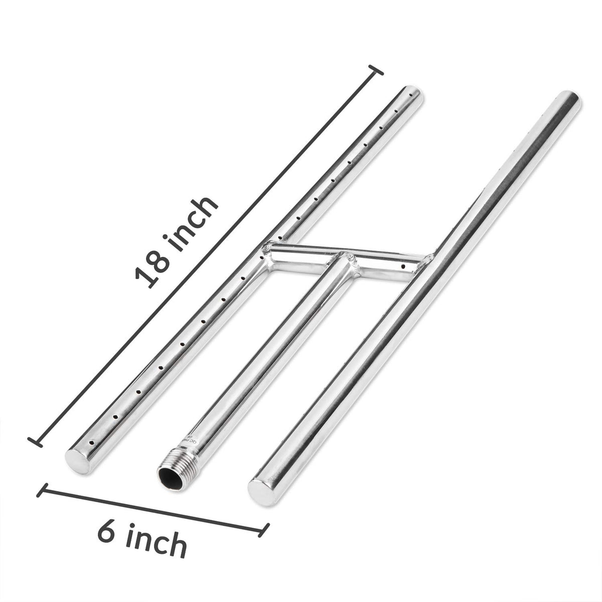 GASPRO 18 x 6 inch Gas Fireplace Burner, Stainless Steel H Burner for Gas Fireplace, Fire Pit, Propane & Natural Gas, Non-Whistle, Easy to Install