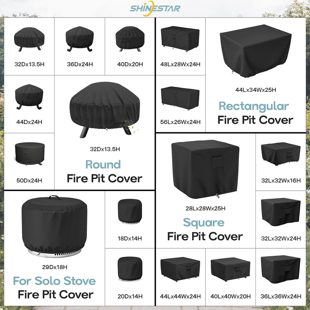 GASPRO Fire Pit Cover Square, Fits for 26-28 Inch Fire Pit Table, 600D Heavy Duty Fabric, Waterproof and Windproof, 28 x 28 x 25 Inches, Black