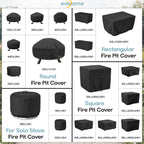GASPRO Fire Pit Cover Square, Fits for 26-28 Inch Fire Pit Table, 600D Heavy Duty Fabric, Waterproof and Windproof, 28 x 28 x 25 Inches, Black
