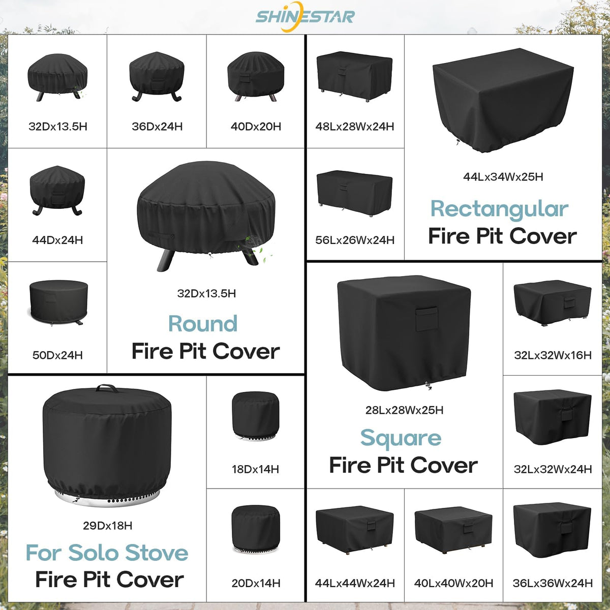 GASPRO Fire Pit Cover Square, Fits for 26-28 Inch Fire Pit Table, 600D Heavy Duty Fabric, Waterproof and Windproof, 28 x 28 x 25 Inches, Black