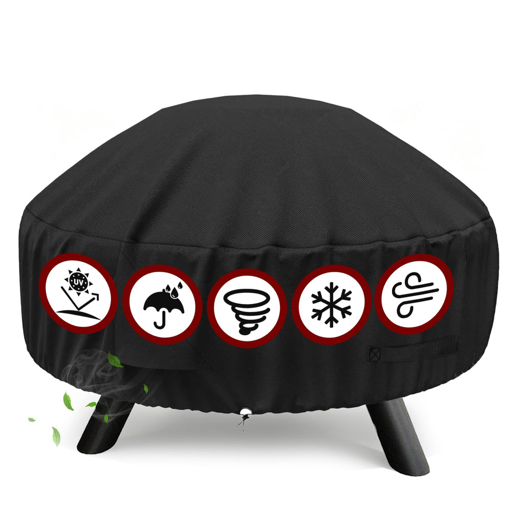 GASPRO Fire Pit Cover Square, Fits for 26-28 Inch Fire Pit Table, 600D Heavy Duty Fabric, Waterproof and Windproof, 28 x 28 x 25 Inches, Black