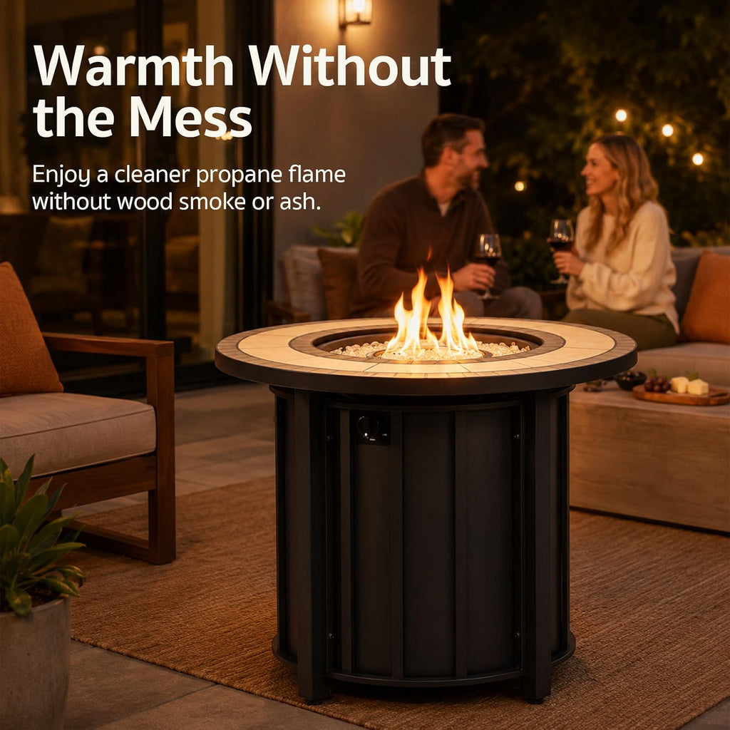 GASPRO 30" Propane Fire Pit Table, 50,000 BTU, ETL Certified, Smokeless