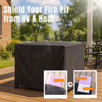 GASPRO 32 Inch Fire Pit Cover Square, Fits for 28-32 Inch Outdoor Fire Pit Table, Waterproof Layer & Double Stitching with Windproof Drawstring and Buckle Straps, 32 x 32 x 24 Inches, Black