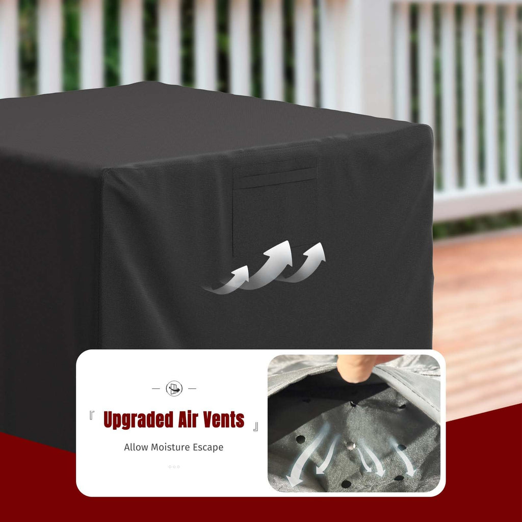 GASPRO 32 Inch Fire Pit Cover Square, Fits for 28-32 Inch Outdoor Fire Pit Table, Waterproof Layer & Double Stitching with Windproof Drawstring and Buckle Straps, 32 x 32 x 24 Inches, Black