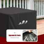 GASPRO 32 Inch Fire Pit Cover Square, Fits for 28-32 Inch Outdoor Fire Pit Table, Waterproof Layer & Double Stitching with Windproof Drawstring and Buckle Straps, 32 x 32 x 24 Inches, Black