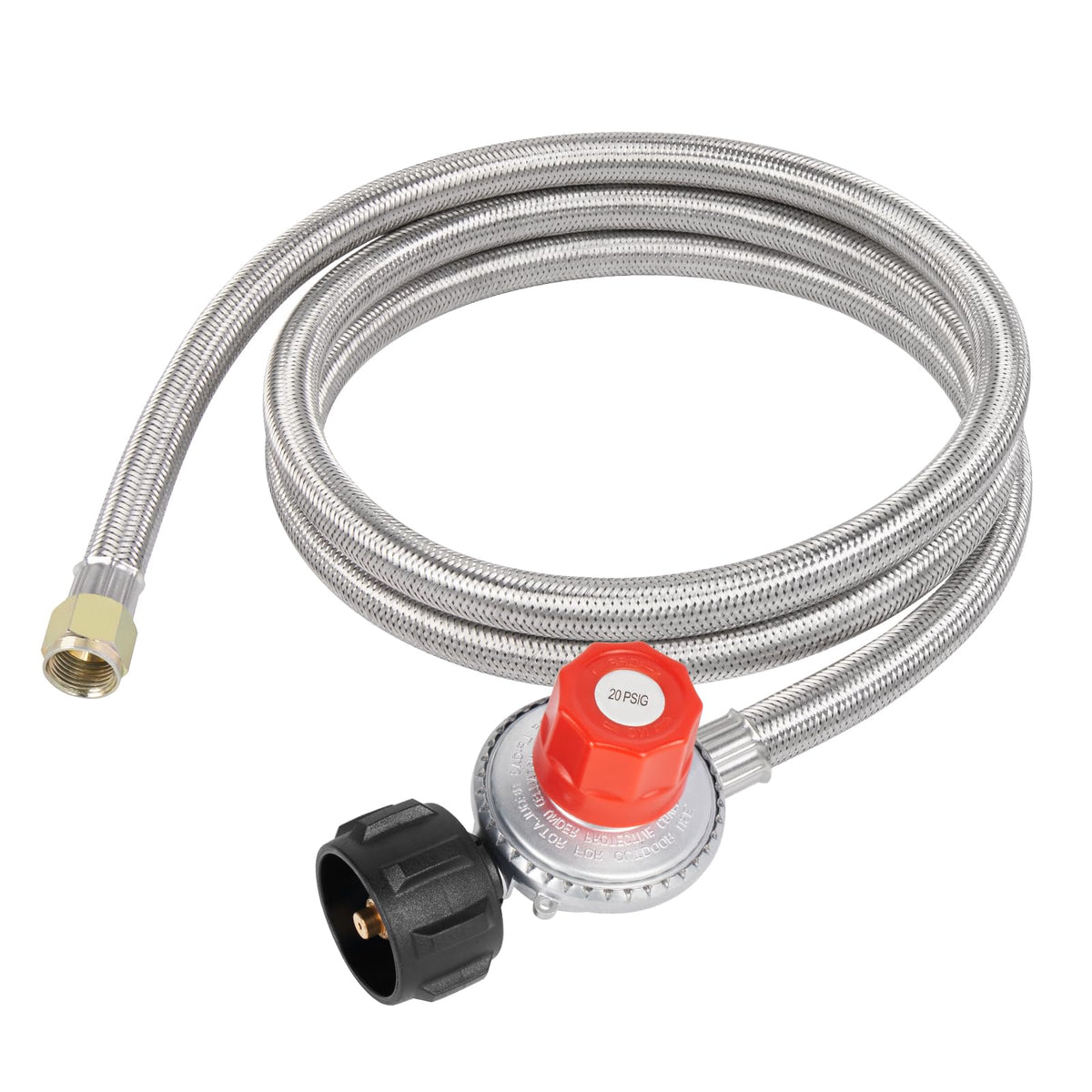 GASPRO 0-20 PSI Adjustable High Pressure Propane Regulator with 8FT Stainless Steel Braided Hose, QCC1 LP Gas Regulator & Hose for Gas Grill, Turkey Fryer, Burner, Forge, Smoker, Fish Fryer