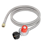 GASPRO 0-20 PSI Adjustable High Pressure Propane Regulator with 8FT Stainless Steel Braided Hose, QCC1 LP Gas Regulator & Hose for Gas Grill, Turkey Fryer, Burner, Forge, Smoker, Fish Fryer