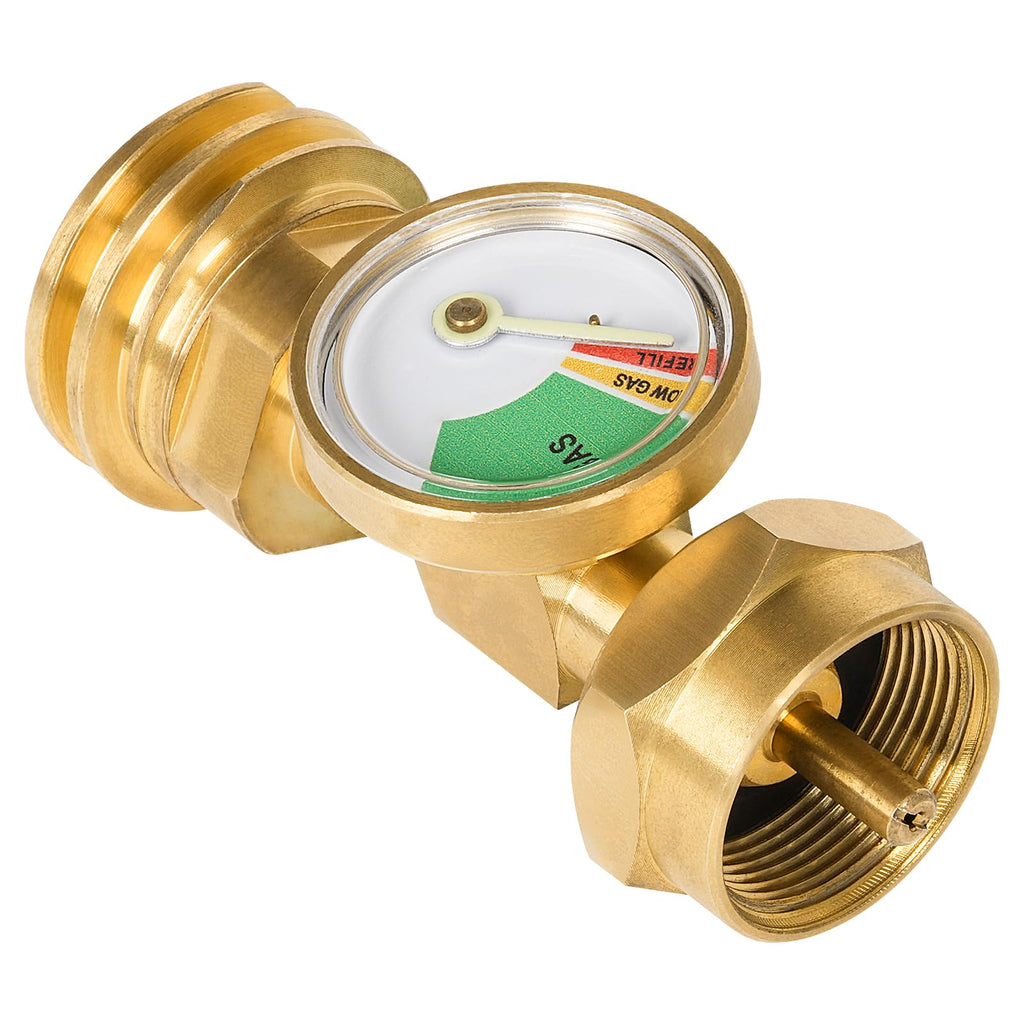 GASPRO 1lb Propane Tank Adapter, 20lb to 1lb Converter, Hook Up Small Propane Tanks When 20lb Ran Out, Solid Brass