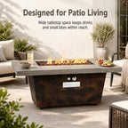 Gaspro 42 Inch Gas Fire Pit Table, Rectangle Fire Pit with Cement-Imitation Texture, 50000 BTU Outdoor Propane Firepit with Electronic Ignition & Stainless Steel Burner for Patio Backyard Heating