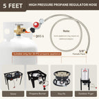 GASPRO 0-30 PSI Adjustable High Pressure Propane Regulator with Gauge, 5-Foot Stainless Braided Hose, Perfect for Turkey Fryer, Gas Burner, Fire Pit
