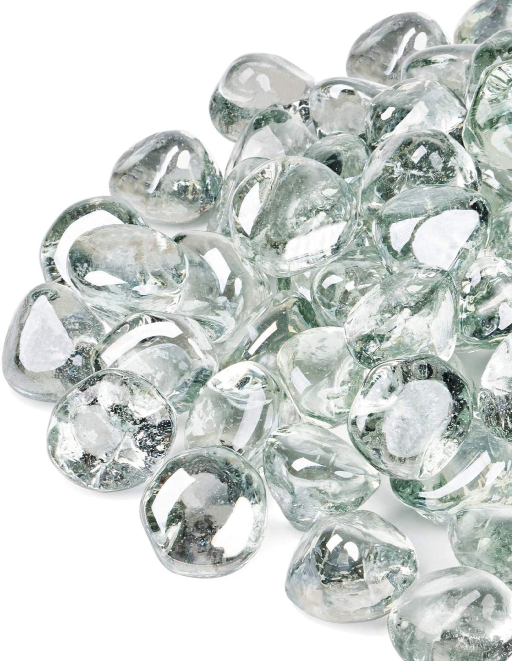 GASPRO 20 Pound Fire Glass Diamonds 1 Inch, Fire Pit Glass Rocks for Gas Fireplace and Fire Pit, Caribbean Blue, High Luster