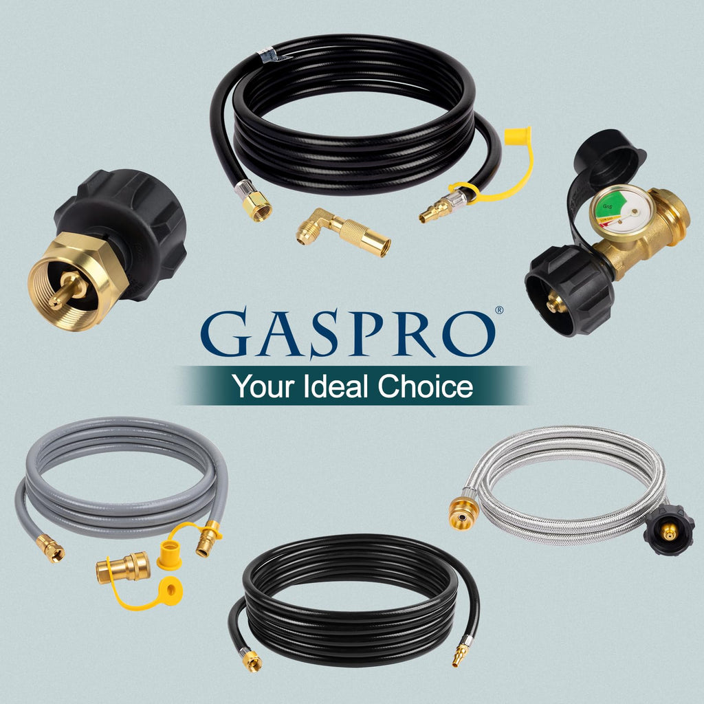 GASPRO 12FT RV Quick Connect Propane Hose with Elbow Adapter, for Blackstone 17" and 22" Griddle, Camp Chef Explorer, Outland Living Fire Bowl, Camping Grill, Portable Fire Pit