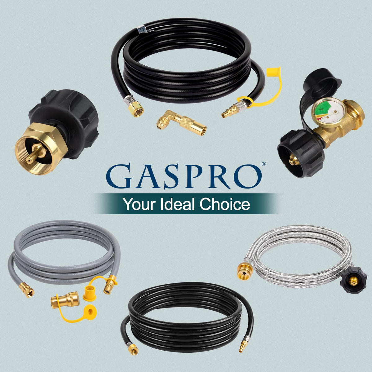 GASPRO 12FT RV Quick Connect Propane Hose with Elbow Adapter, for Blackstone 17" and 22" Griddle, Camp Chef Explorer, Outland Living Fire Bowl, Camping Grill, Portable Fire Pit