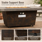 Gaspro 42 Inch Gas Fire Pit Table, Rectangle Fire Pit with Cement-Imitation Texture, 50000 BTU Outdoor Propane Firepit with Electronic Ignition & Stainless Steel Burner for Patio Backyard Heating