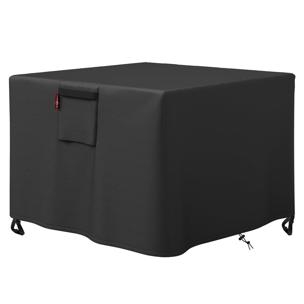GASPRO 32 Inch Fire Pit Cover Square, Fits for 28-32 Inch Outdoor Fire Pit Table, Waterproof Layer & Double Stitching with Windproof Drawstring and Buckle Straps, 32 x 32 x 24 Inches, Black