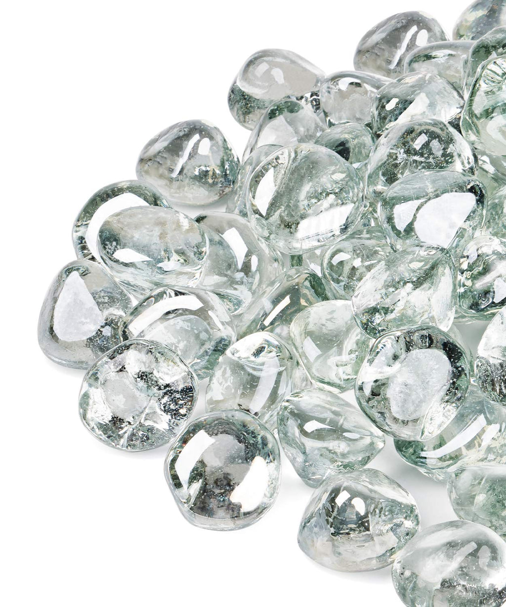 GASPRO 20 Pound Fire Glass Diamonds 1 Inch, Fire Pit Glass Rocks for Gas Fireplace and Fire Pit, Caribbean Blue, High Luster