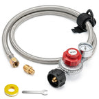 GASPRO 0-30 PSI Adjustable High Pressure Propane Regulator with Gauge, 5-Foot Stainless Braided Hose, Perfect for Turkey Fryer, Gas Burner, Fire Pit