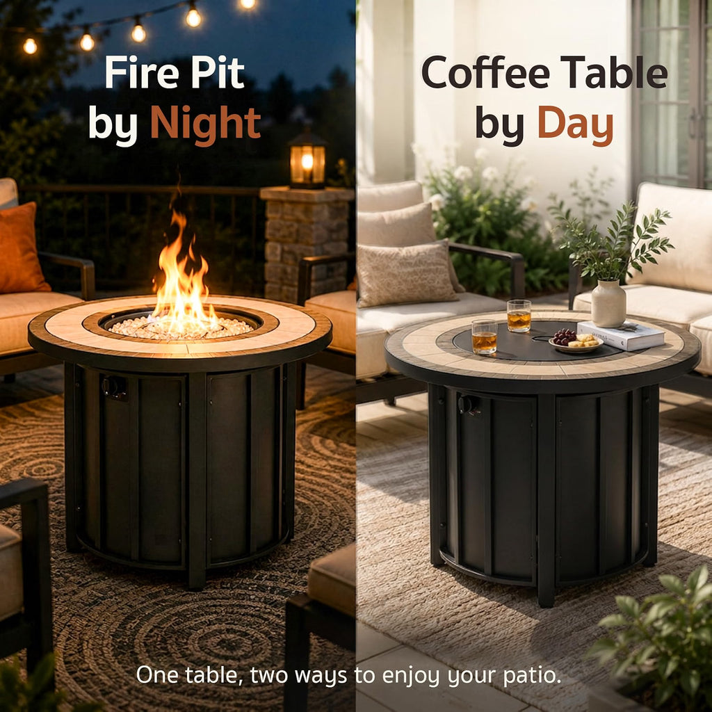 GASPRO 30" Propane Fire Pit Table, 50,000 BTU, ETL Certified, Smokeless