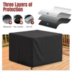 GASPRO 32 Inch Fire Pit Cover Square, Fits for 28-32 Inch Outdoor Fire Pit Table, Waterproof Layer & Double Stitching with Windproof Drawstring and Buckle Straps, 32 x 32 x 24 Inches, Black