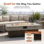 Gaspro 56 Inch Tabletop Propane Fire Pits, 50000 BTU Outdoor Firepit Table with Three Height Adjustable Levels, Stainless Steel Bowl & Burner, Cement-Imitation Texture for Patio Backyard Garden