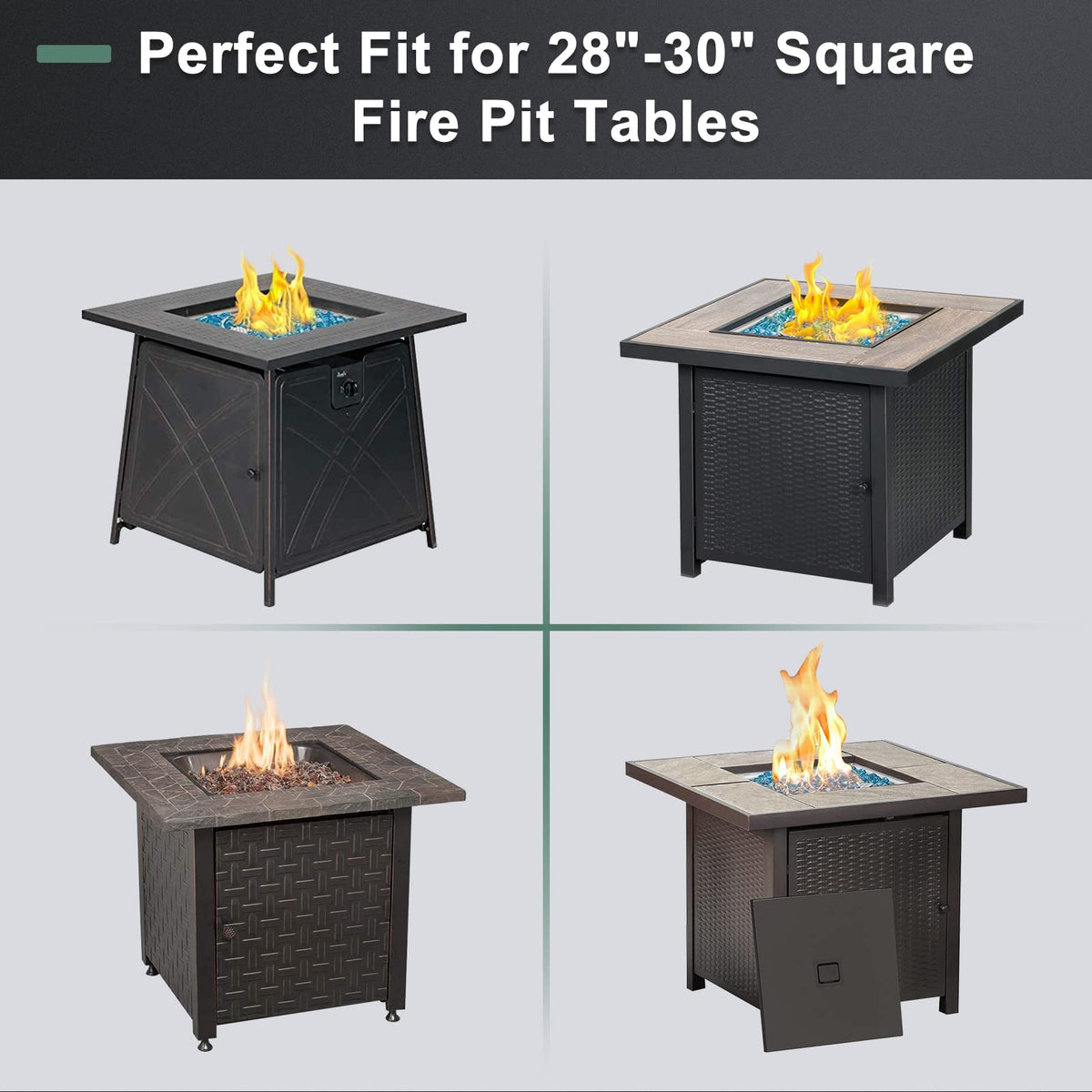 GASPRO 15" x 15" x 6" Fire Pit Glass Wind Guard, Tempered Glass Firepit Table Shield, Thick and Sturdy, with Hard Aluminum Corner Bracket & Rubber Feet, Easy to Assemble