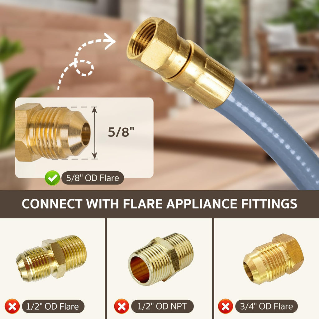 GASPRO 12 Feet 3/8" ID Natural Gas Hose, Low Pressure LPG Hose with Quick Connect, for Weber, Char-broil, Pizza Oven, Patio Heater and More
