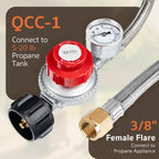 GASPRO 0-30 PSI Adjustable High Pressure Propane Regulator with Gauge, 5-Foot Stainless Braided Hose, Perfect for Turkey Fryer, Gas Burner, Fire Pit