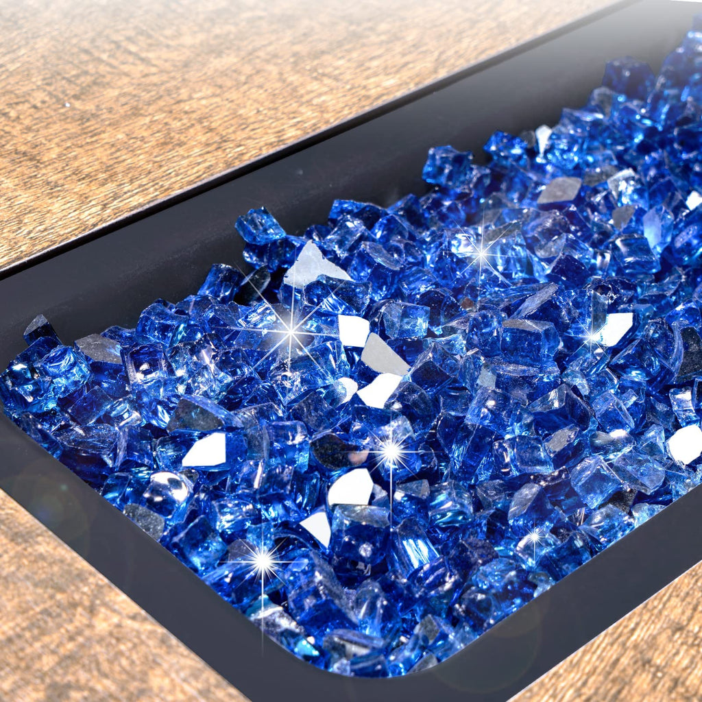 GASPRO 10 lbs Fire Glass for Propane Fire Pit, 1/2-Inch Reflective Fireplace Glass Rocks for Fire Pit Table, Cobalt Blue