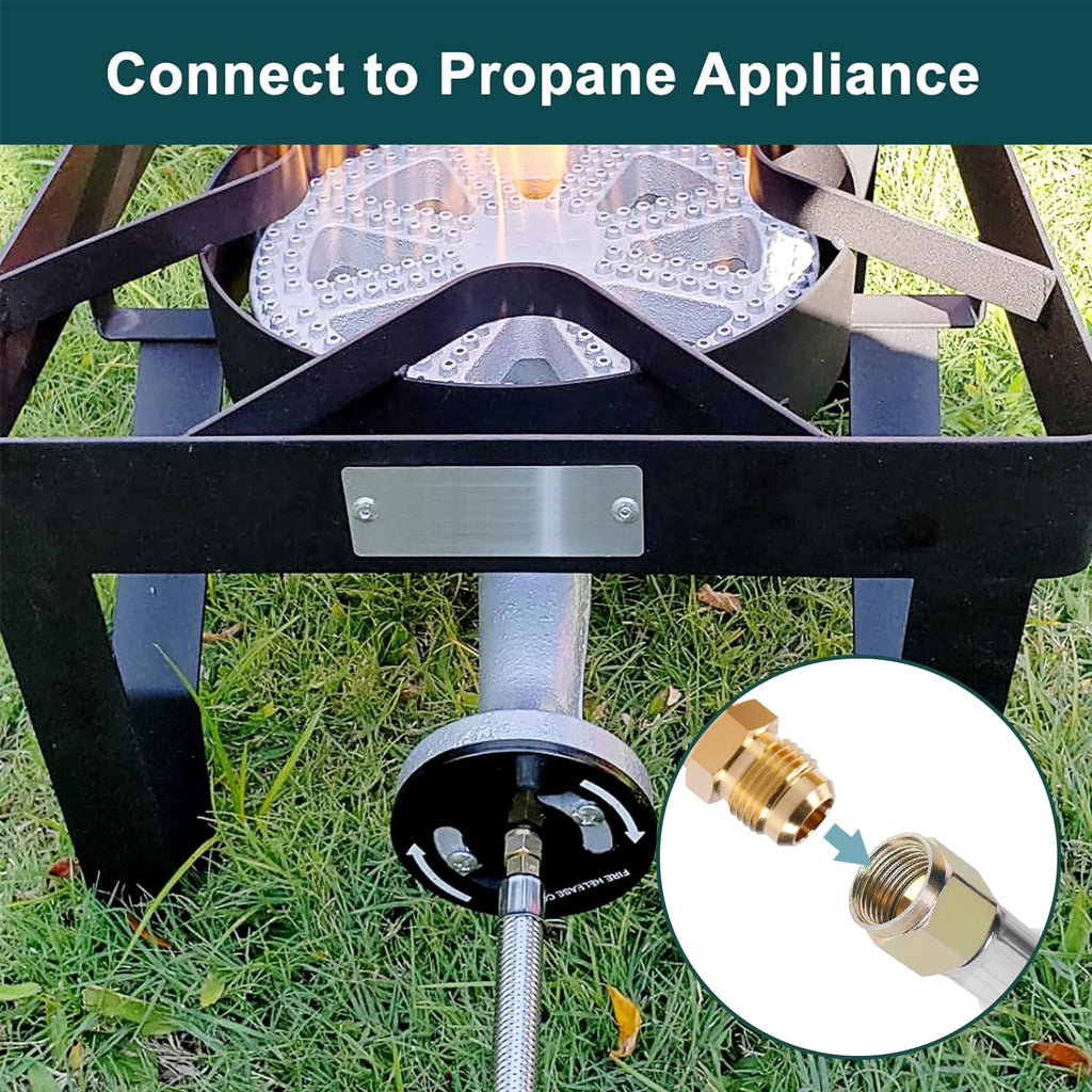 GASPRO 0-20 PSI Adjustable High Pressure Propane Regulator with 8FT Stainless Steel Braided Hose, QCC1 LP Gas Regulator & Hose for Gas Grill, Turkey Fryer, Burner, Forge, Smoker, Fish Fryer