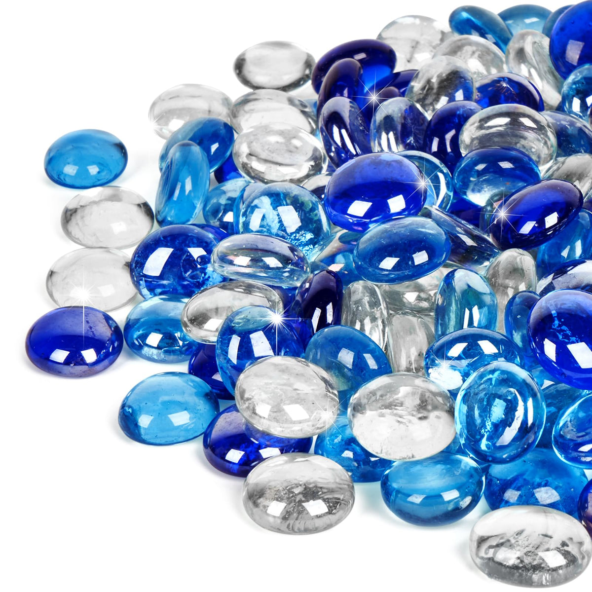 GASPRO 20 lbs Fire Pit Glass for Propane Fire Pit, 3/4 Inch Fire Glass Beads for Fireplace Fire Pit Table, Glass Rocks for Landscaping- Mixed Colors