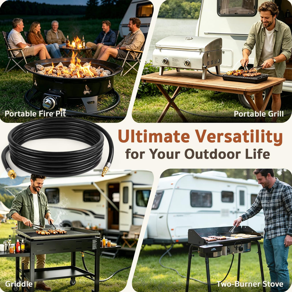 GASPRO 18 FT RV Quick Connect Propane Hose, 1/4" Male x 3/8" Female Flare Fitting, Propane Quick Connect Hose for RV to Grill, Camp Chef, Blackstone Griddle, Outland Fire Bowl and More