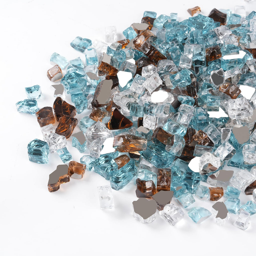 GASPRO 10 lbs Fire Glass for Propane Fire Pit, 1/2-Inch Reflective Fireplace Glass Rocks for Fire Pit Table, Cobalt Blue