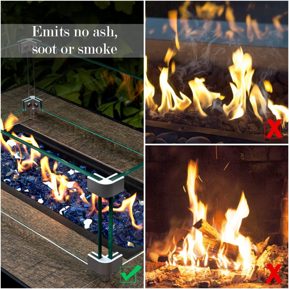 GASPRO 10 lbs Fire Glass for Propane Fire Pit, 1/2-Inch Reflective Fireplace Glass Rocks for Fire Pit Table, Cobalt Blue